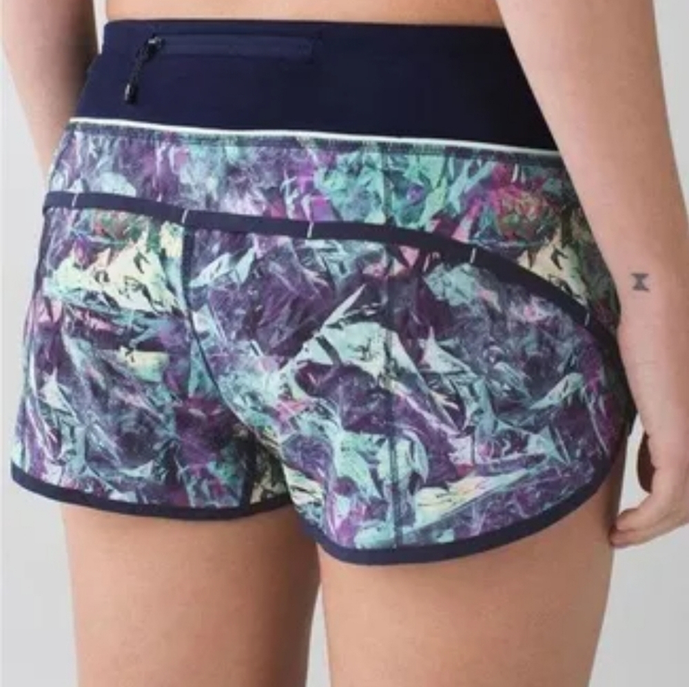 Lululemon 752 Run: Speed Short *4-way Stretch Iridescent Multi / Deep Navy sz 6 - Picture 1 of 9